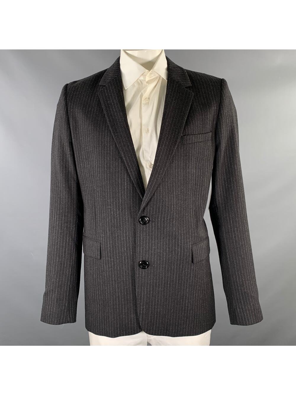 AMI by ALEXANDRE MATTIUSSI Size 42 Grey Pinstripe Notch Lapel Sport Coat